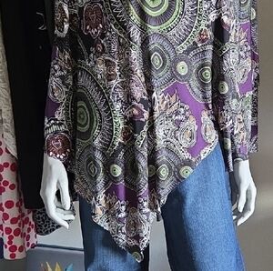 Convertible Silky Stretchy Top Halter Dress Shawl In Purple And Green Paisley